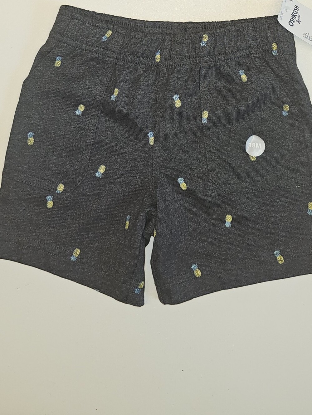 NWT | 18 mos. | OshKosh B’gosh | Charcoal Gray Pineapple Print Pull-On Shorts